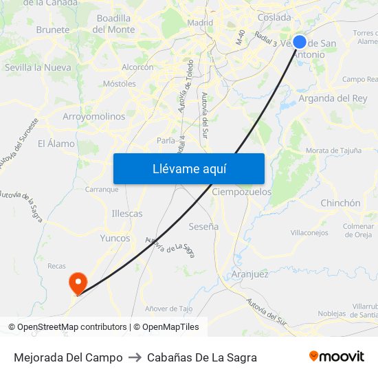 Mejorada Del Campo to Cabañas De La Sagra map