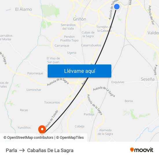 Parla to Cabañas De La Sagra map