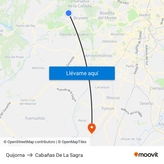 Quijorna to Cabañas De La Sagra map