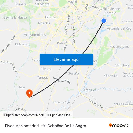 Rivas-Vaciamadrid to Cabañas De La Sagra map