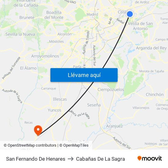 San Fernando De Henares to Cabañas De La Sagra map