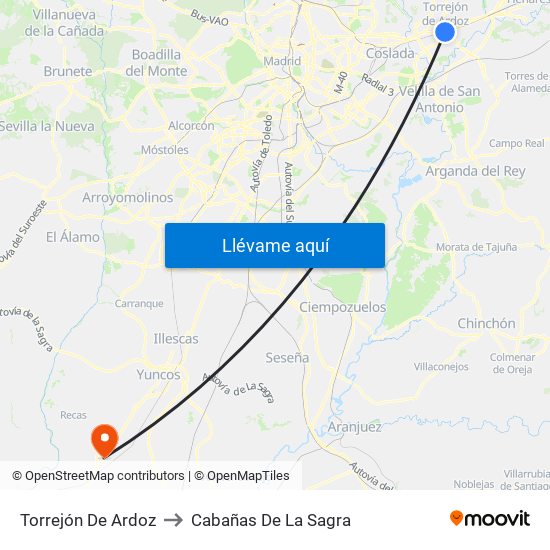 Torrejón De Ardoz to Cabañas De La Sagra map