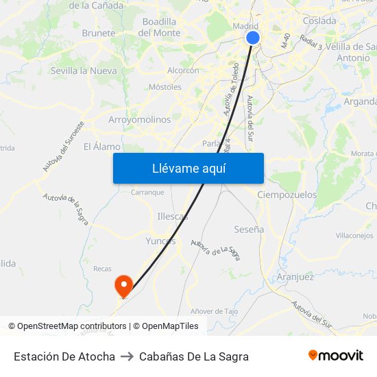 Estación De Atocha to Cabañas De La Sagra map