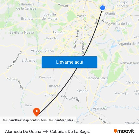 Alameda De Osuna to Cabañas De La Sagra map