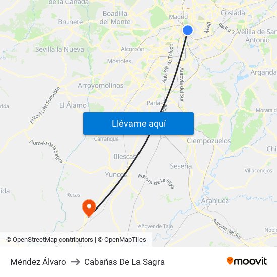 Méndez Álvaro to Cabañas De La Sagra map