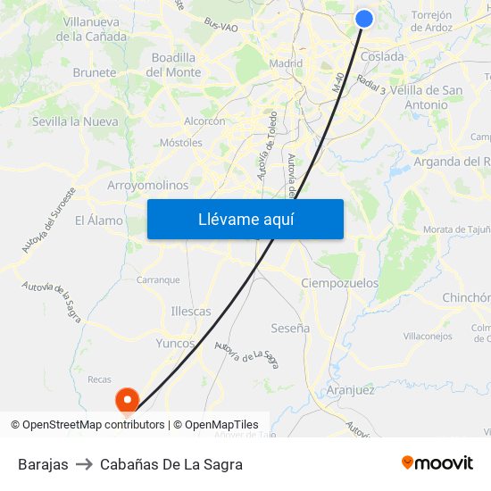 Barajas to Cabañas De La Sagra map