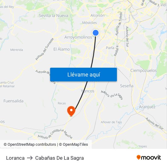 Loranca to Cabañas De La Sagra map