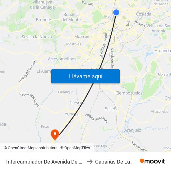 Intercambiador De Avenida De América to Cabañas De La Sagra map