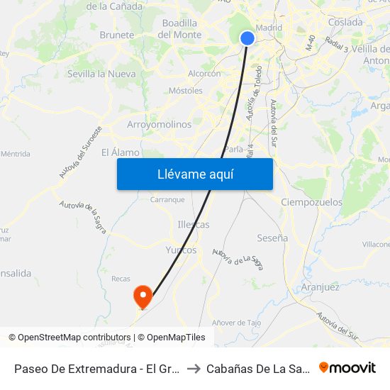 Paseo De Extremadura - El Greco to Cabañas De La Sagra map