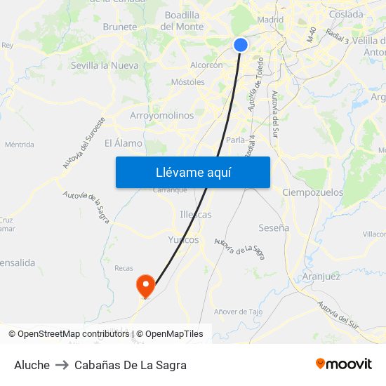 Aluche to Cabañas De La Sagra map