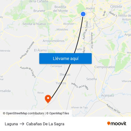 Laguna to Cabañas De La Sagra map