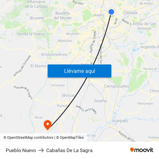 Pueblo Nuevo to Cabañas De La Sagra map