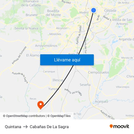 Quintana to Cabañas De La Sagra map