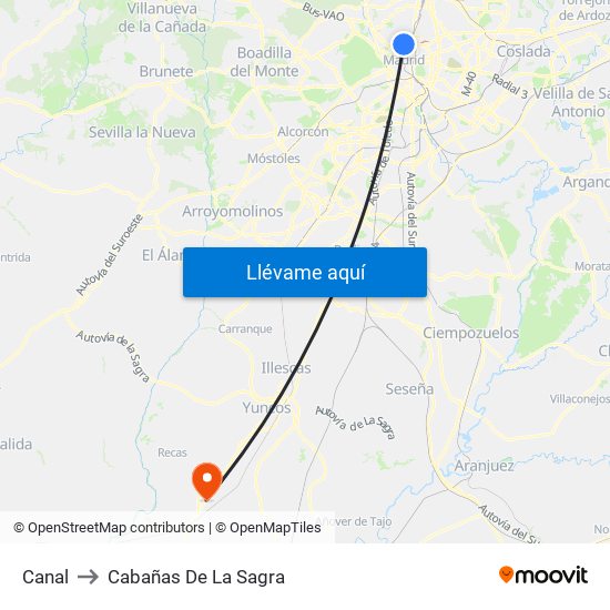 Canal to Cabañas De La Sagra map