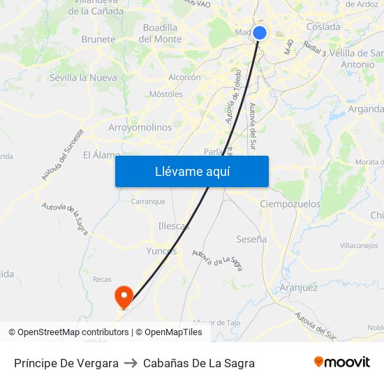 Príncipe De Vergara to Cabañas De La Sagra map