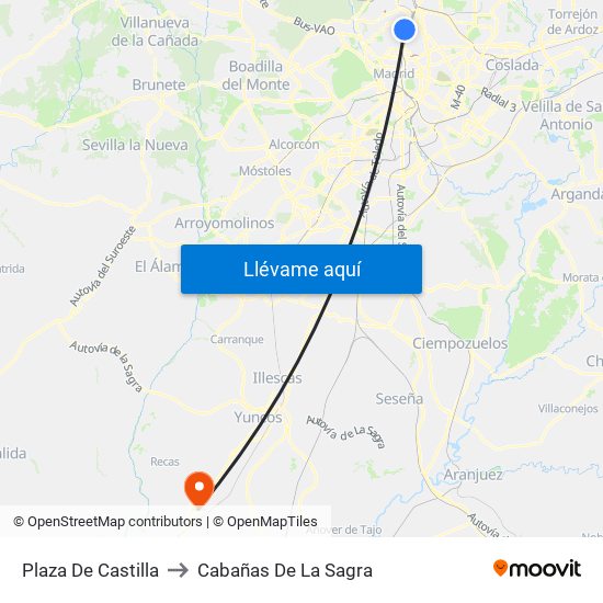 Plaza De Castilla to Cabañas De La Sagra map