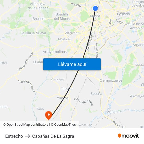Estrecho to Cabañas De La Sagra map