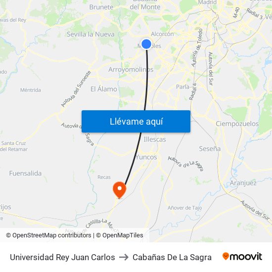 Universidad Rey Juan Carlos to Cabañas De La Sagra map