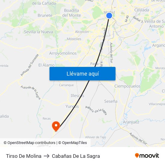 Tirso De Molina to Cabañas De La Sagra map