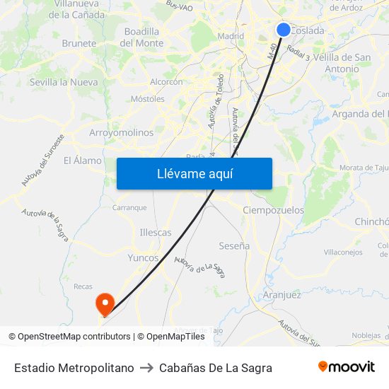 Estadio Metropolitano to Cabañas De La Sagra map