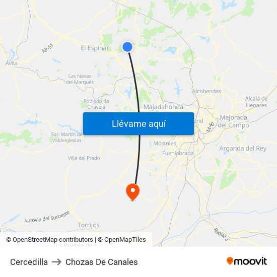Cercedilla to Chozas De Canales map