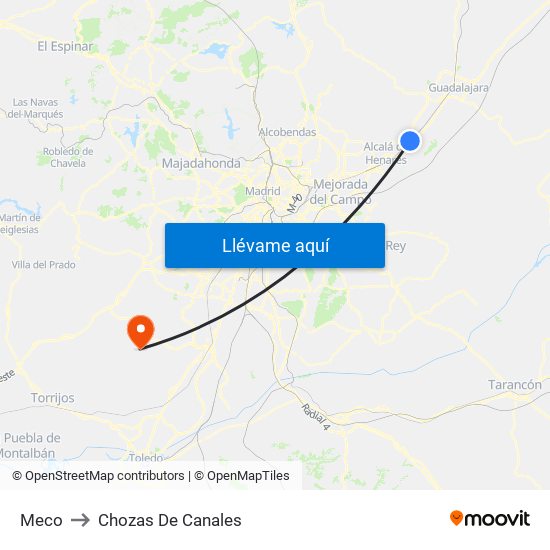 Meco to Chozas De Canales map