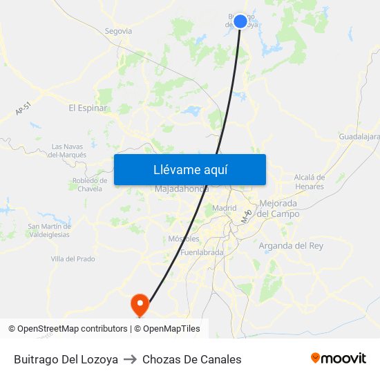 Buitrago Del Lozoya to Chozas De Canales map