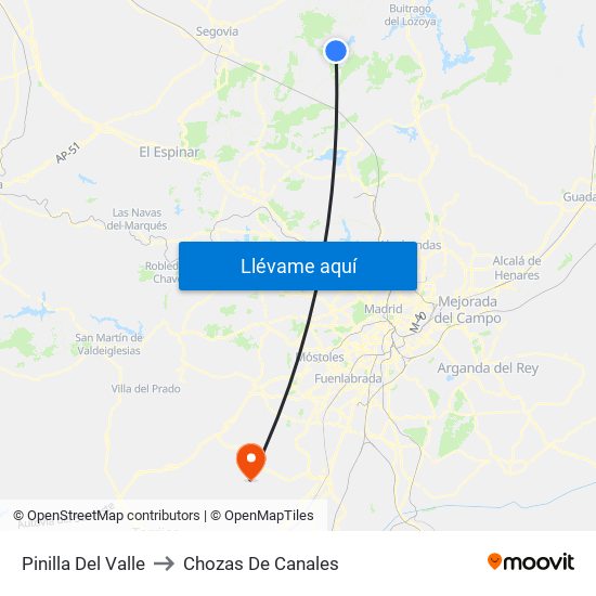 Pinilla Del Valle to Chozas De Canales map