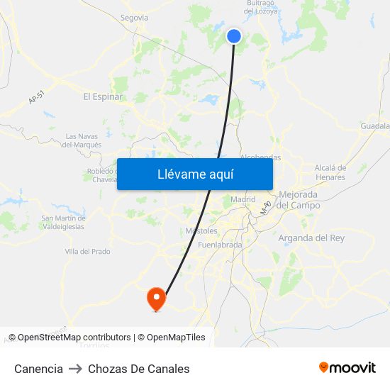 Canencia to Chozas De Canales map