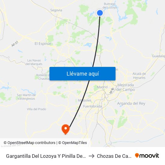 Gargantilla Del Lozoya Y Pinilla De Buitrago to Chozas De Canales map