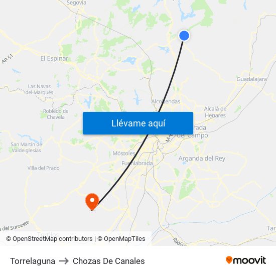 Torrelaguna to Chozas De Canales map