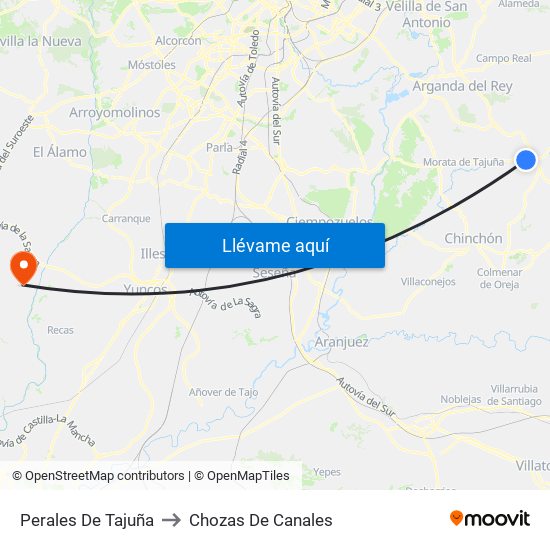 Perales De Tajuña to Chozas De Canales map