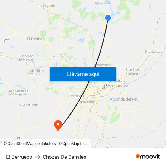 El Berrueco to Chozas De Canales map