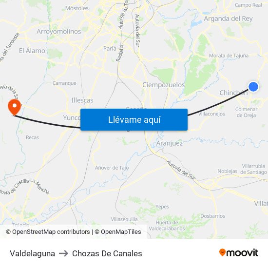 Valdelaguna to Chozas De Canales map
