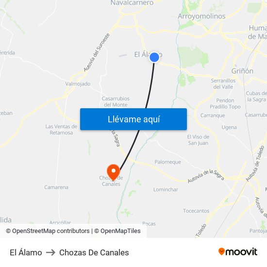 El Álamo to Chozas De Canales map