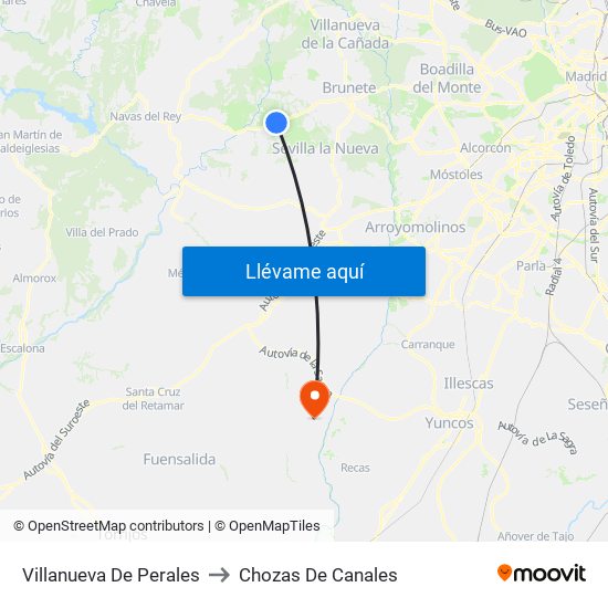 Villanueva De Perales to Chozas De Canales map