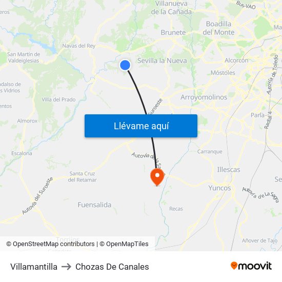 Villamantilla to Chozas De Canales map