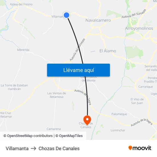 Villamanta to Chozas De Canales map