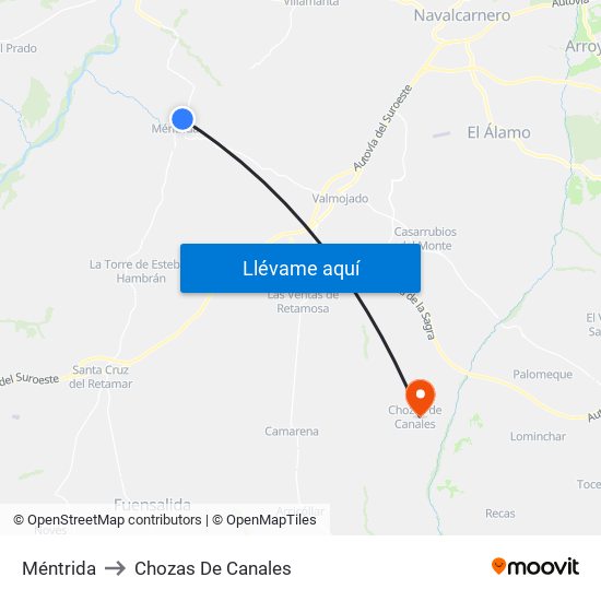 Méntrida to Chozas De Canales map