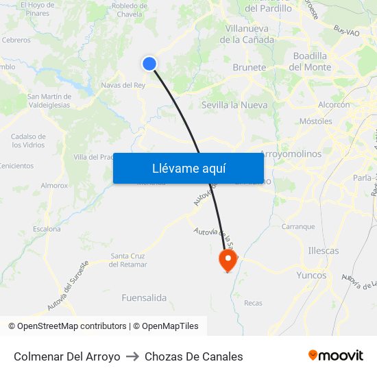 Colmenar Del Arroyo to Chozas De Canales map