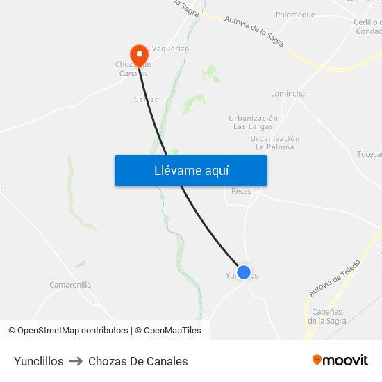 Yunclillos to Chozas De Canales map
