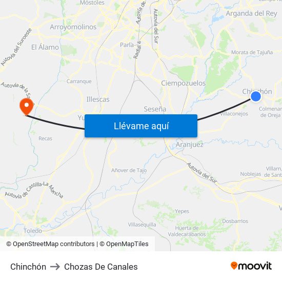 Chinchón to Chozas De Canales map