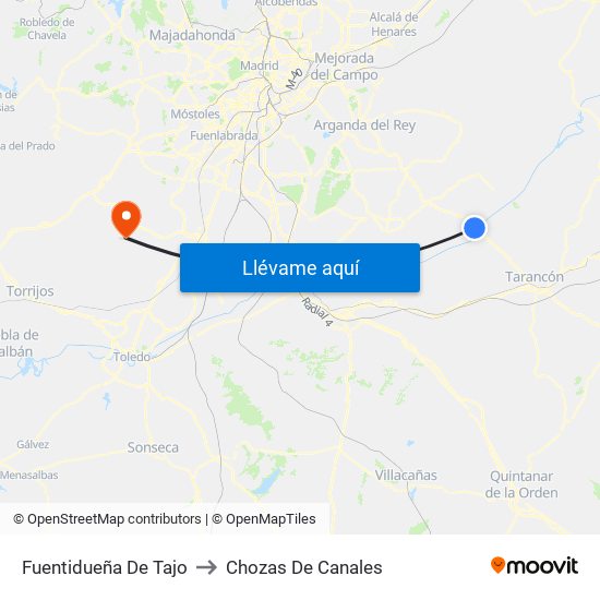 Fuentidueña De Tajo to Chozas De Canales map