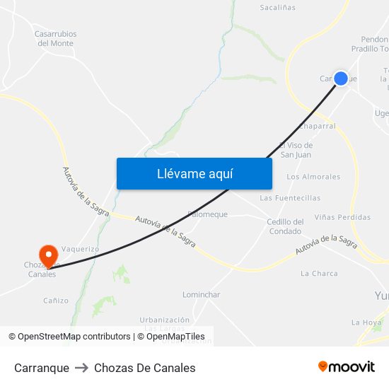 Carranque to Chozas De Canales map