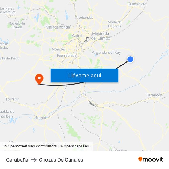 Carabaña to Chozas De Canales map
