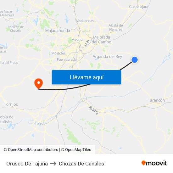 Orusco De Tajuña to Chozas De Canales map