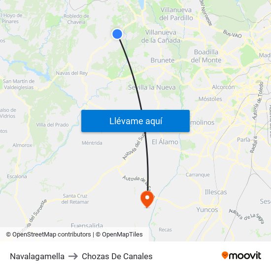 Navalagamella to Chozas De Canales map