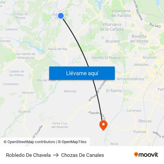 Robledo De Chavela to Chozas De Canales map