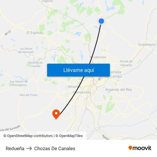 Redueña to Chozas De Canales map