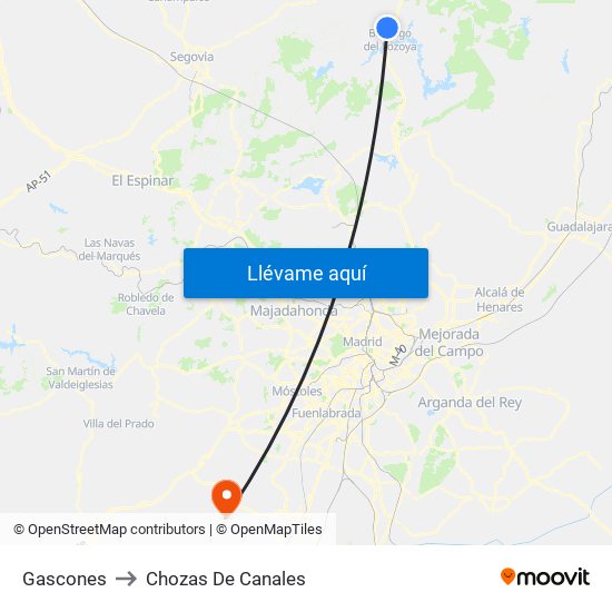 Gascones to Chozas De Canales map